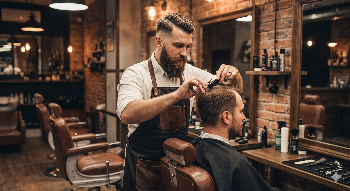 Interiér Davidson Barberos salonu v Bratislave